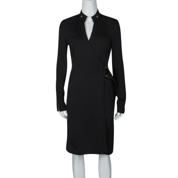 Diane Von Furstenberg Black Wool Belted Biker Wrap Dress Size 8 - Picture 2 of 11